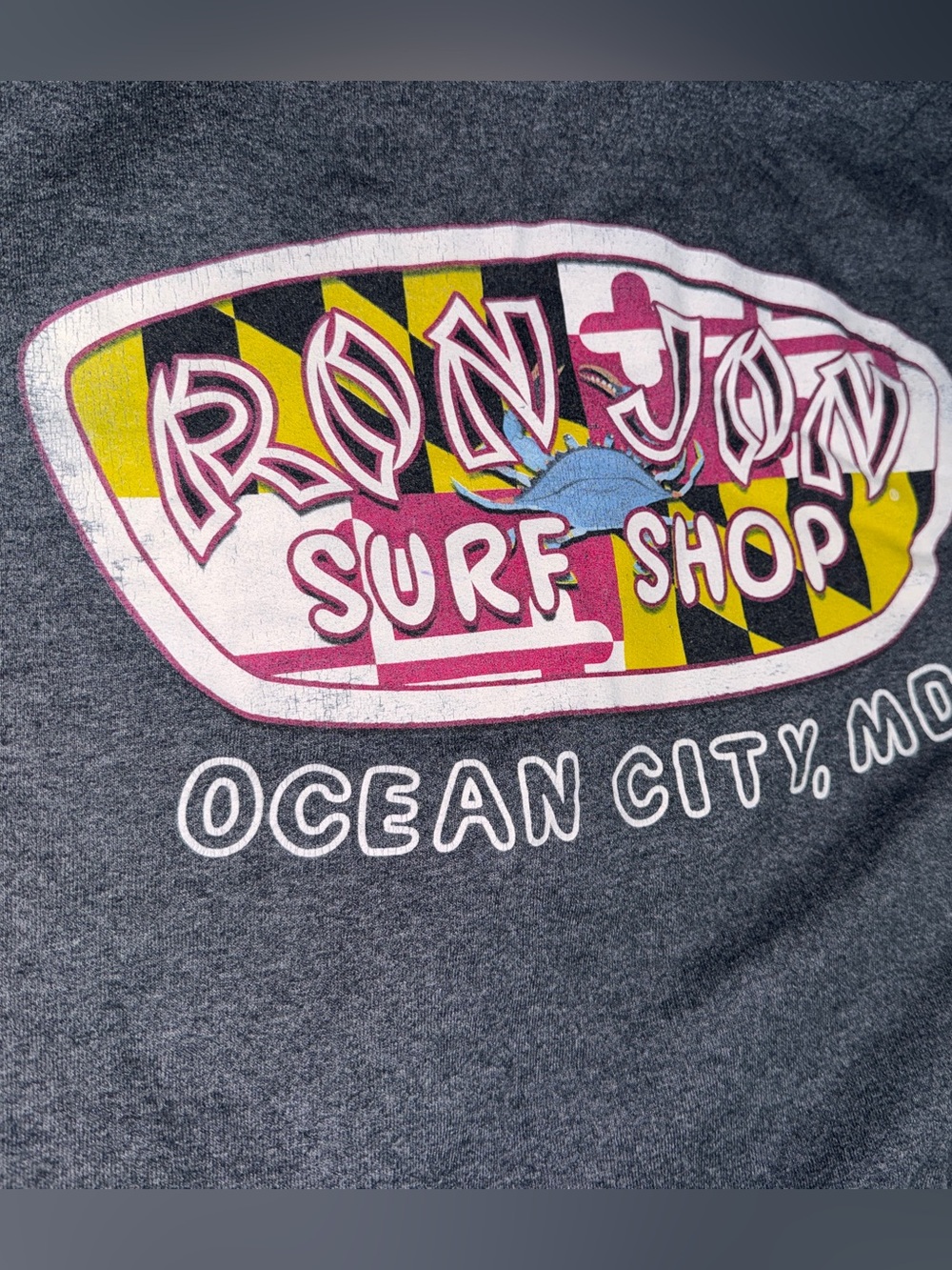 Ron Jon Surf  OCMD Grey Sweatshirt Hoodie Woman’s Medium Crab Summer Maryland